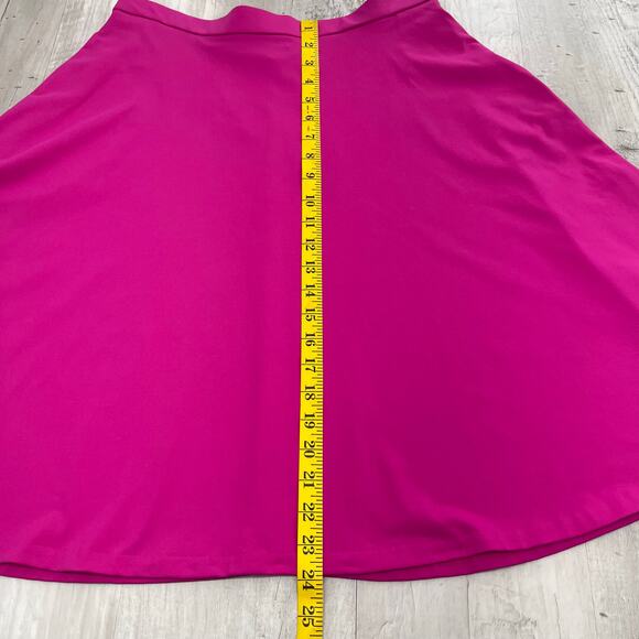 Adrienne Vittadini Hot Pink Stretchy Silky Girly Flowy Pockets Knee Length Skirt - Picture 7 of 7